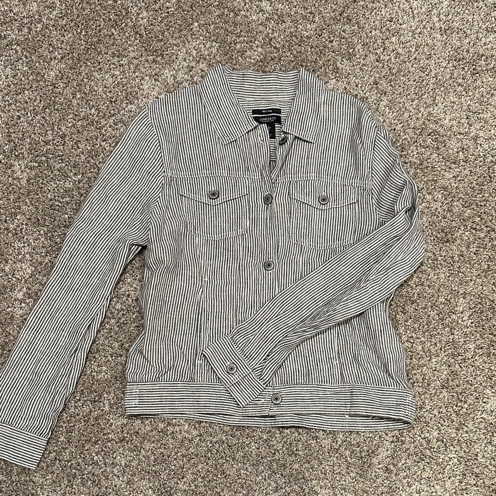 Striped Navy and White Women's Jacket
